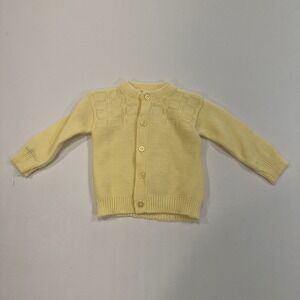 Penneys Vintage Knit Cardigan Baby 0-6M Yellow Basketweave | Classic Retro